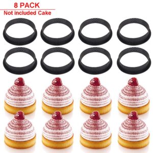 sundan 8PCS Tart Ring Round Cake Molds Cake Rings Mousse Mold, Cake Mold Perforated Cutter Round-Shape Mousse Circle Ring Non Stick Bakeware (Round)