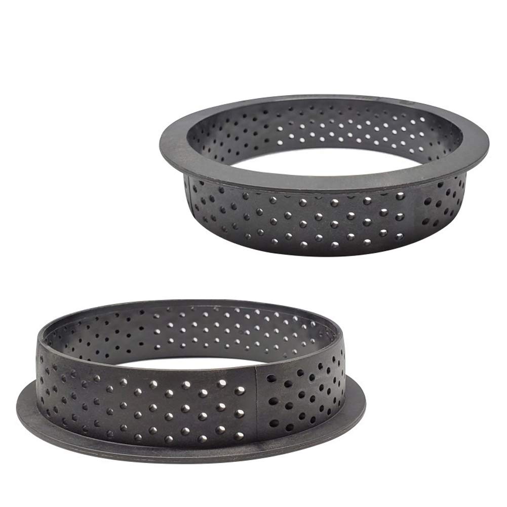 sundan 8PCS Tart Ring Round Cake Molds Cake Rings Mousse Mold, Cake Mold Perforated Cutter Round-Shape Mousse Circle Ring Non Stick Bakeware (Round)