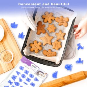 78Pcs Alphabet Cake Stamp Upper and Lower Case Fun Characters, Edible Cookie Stamp Embossed Alphabet Number Tool, Food Grade Fondant Letter Cutters for DIY Cake Biscuit Decorating