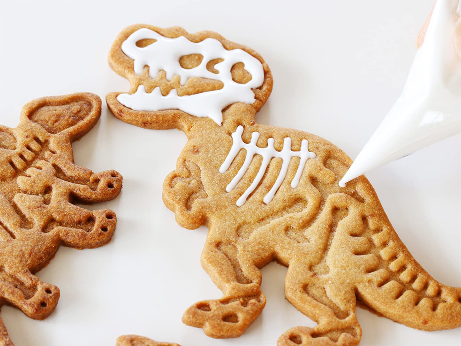 Elesinsoz 3 Set Dinosaur Cookie Cutters Dino Biscuit Sandwich Fondant Vegetable Fruit Food Playdoh Stamp Embosser Press Mold with T-Rex Stegosaurus Triceratops Skeleton Fossil Bones