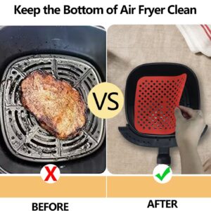 2 PackAirFryer Silicone liners,None stick 8 inch Air Fryer liner square mat, Reusable Air fryer insert, Fits 3-5 QT Air Fryer pot Parchment paper replacement liners, microwave safe, dishwasher safe