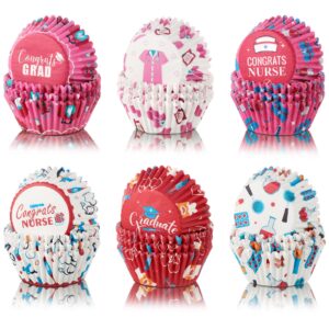 600 count nurse graduation cupcake liners nurse's hat stethoscope thermometer cupcake baking cups cupcake paper wrappers wraps muffin case trays for nurse graduation party supplies