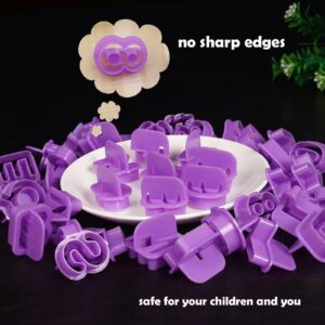 Cookie Cutters- 40pcs Small Alphabet Letter Number Cookie Cutter Set 1'' Plastic Cute Cookie Cutters Mold Tools for DIY Cakes Muffins Fondant Sugar Biscuit Baking Clay Craft (Purple)