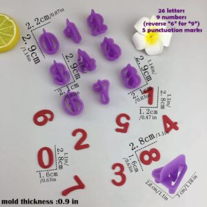 Cookie Cutters- 40pcs Small Alphabet Letter Number Cookie Cutter Set 1'' Plastic Cute Cookie Cutters Mold Tools for DIY Cakes Muffins Fondant Sugar Biscuit Baking Clay Craft (Purple)