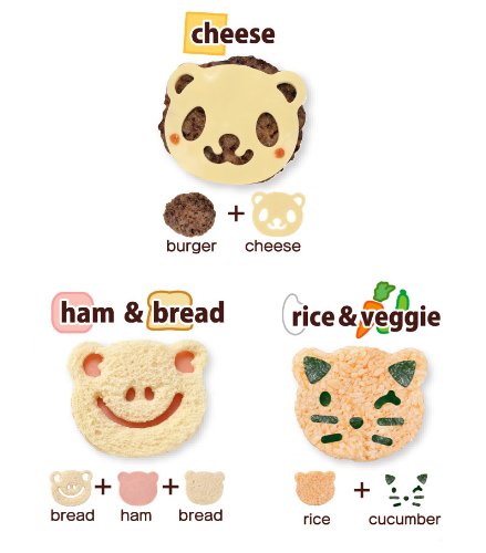 CuteZCute Animal Friends Food Deco Cutter and Stamp Kit Frame 3 7/8 x 3 1/8 x 1 1/16 inches