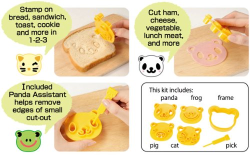 CuteZCute Animal Friends Food Deco Cutter and Stamp Kit Frame 3 7/8 x 3 1/8 x 1 1/16 inches