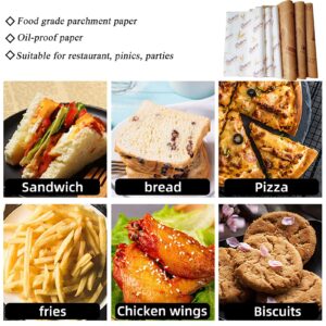 Wax Paper Sheets Sandwich Wrap Paper - 10x14" Food Wrapping Paper Liners, Grease Resistant Picnic Paper Sheets for Basket Bread Restaurants BBQs Parties (100Pcs)