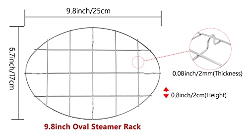 T&B 9.8x6.7 Inch Oval Roasting Cooling Rack 304 Stainless Steel Baking Broiling Rack Cookware 0.8 Inch heigh thick version 1PC