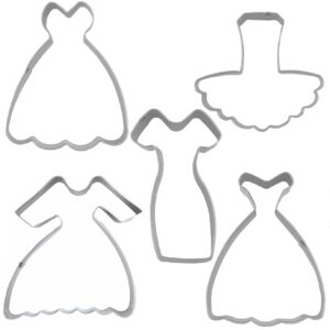 Dress Shaped Cookie Cutters Set of 5 pcs, Stainless Steel Wedding Dress Princess Dress Fondant Cutter Molds Baking DIY