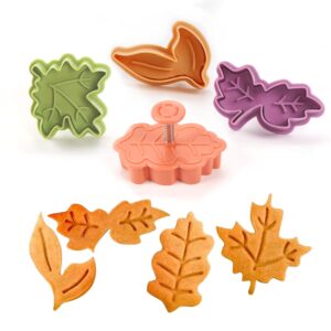 4pcs leaf plunger cutter maple leaf cookie cutter baking pie crust cutters for thanksgiving