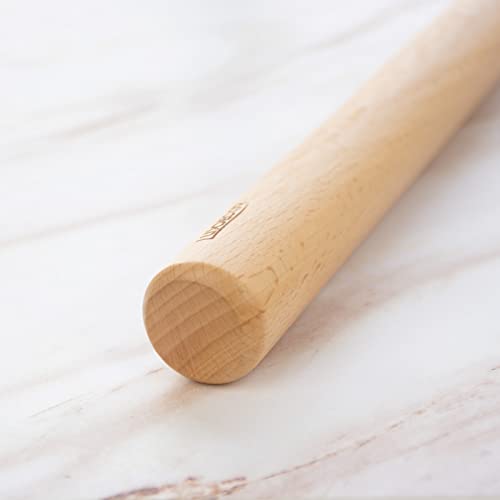 Luxdecor Wooden Rolling Pin for Baking Dowel Small Pizza Dough Roller Mini Kids 13 Inch by 1.24 Inch Non Stick Beech Wood Natural