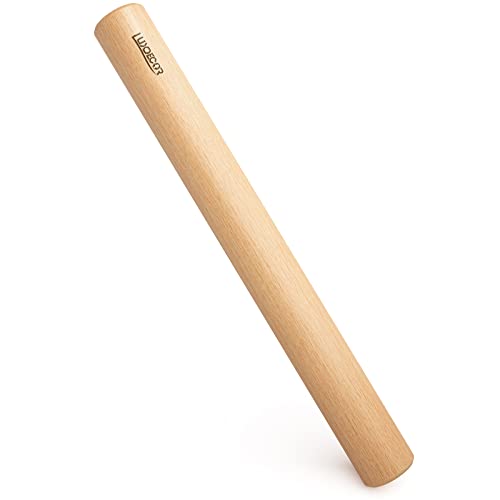 Luxdecor Wooden Rolling Pin for Baking Dowel Small Pizza Dough Roller Mini Kids 13 Inch by 1.24 Inch Non Stick Beech Wood Natural