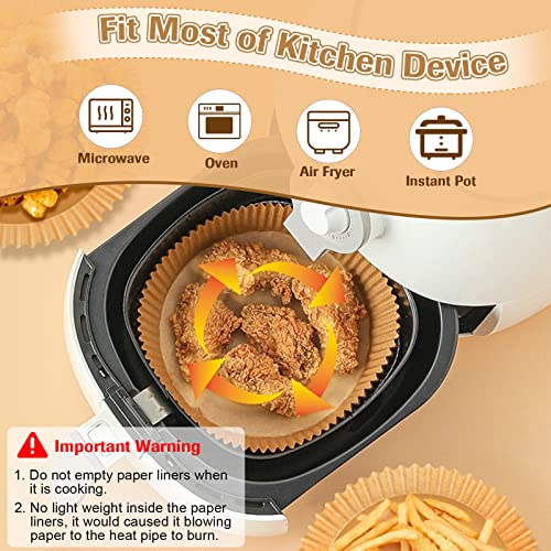 Woltechz 120 Pcs Air Fryer Liners, Air Fryer Disposable Paper liner, Parchment Paper Non-Stick, Oil-proof, Water-proof, Food Grade for Baking, Grilling, Cooking