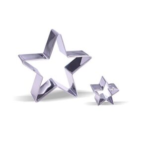 small star cookie cutter set – 2 piece – 3.3 & 1.3 inch - stainless steel