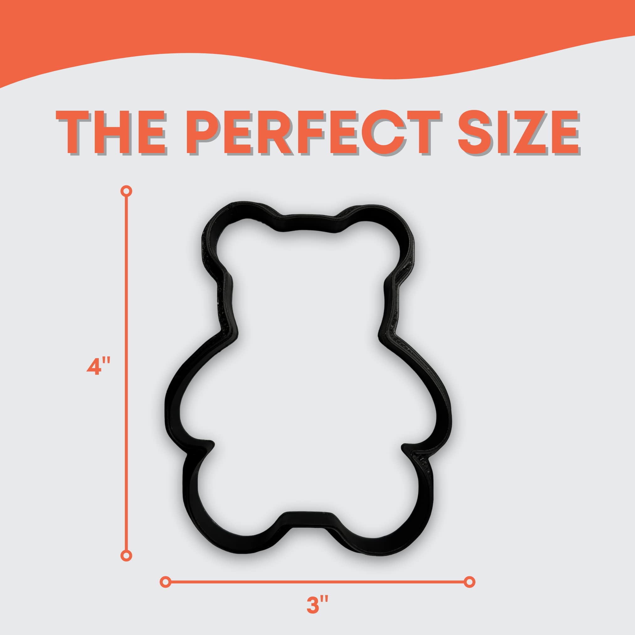 Teddy Bear Cookie Cutter with Easy to Push Design, for Baby Showers, Work Events, and Birthday Celebrations (4 inch)