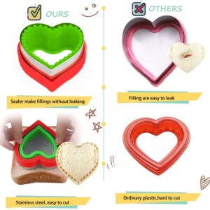 Sandwich Cutter and Sealer for Kid Set - DIY Uncrustables Decruster Sandwich Maker 8 Pcs – Fruit Vegetable Cookie Cutter Shape for Lunch Box and Bento Box (Heart, Star, Mouse, Dinosaur)