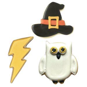 Witchcraft and Wizardry Cookie Cutters 3-Pc. Set Made in the USA by Ann Clark, Witch's Hat, Cute Owl, Lightning Bolt