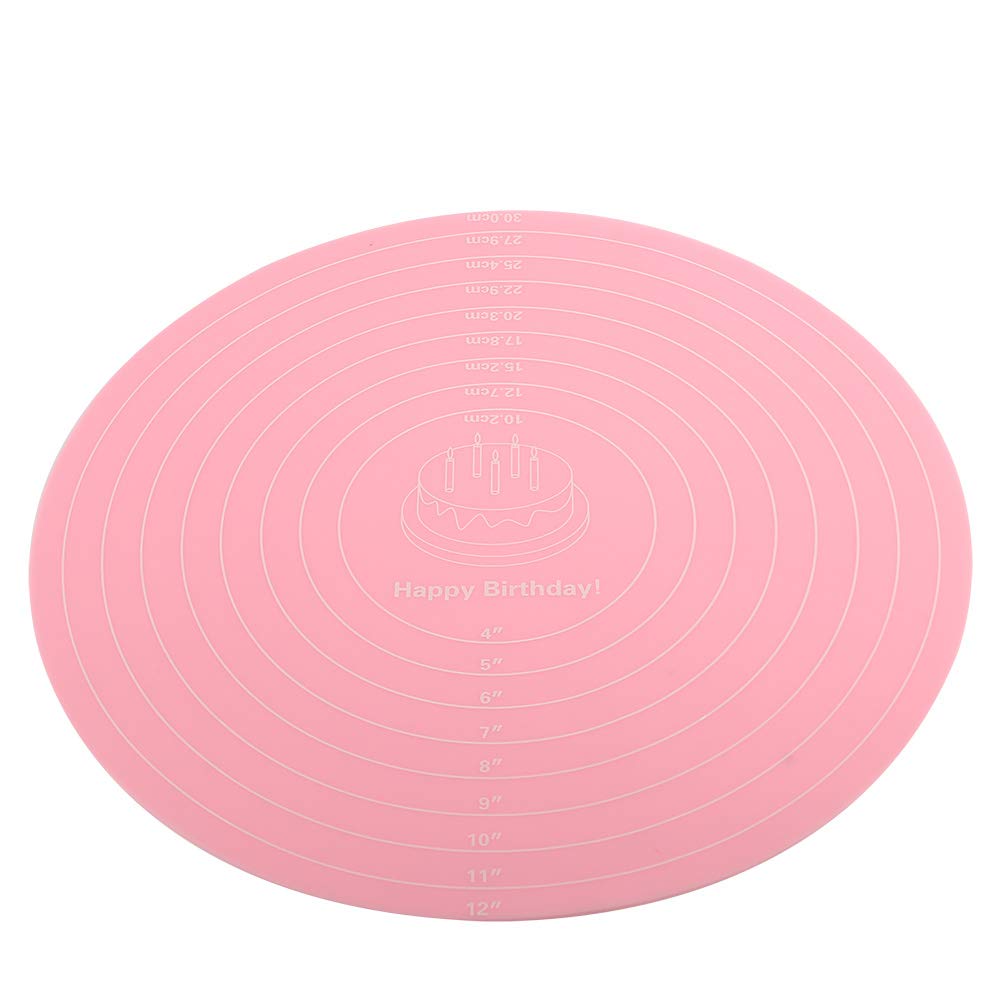 Baking Mat Round Silicone Pastry Mat, Nonslip Sheet Mat with Measurement, Nonstick Dough Rolling Mat Food Grade Silicone Counter Mat for Making Cakes Cookies Macarons Bread and Pastry