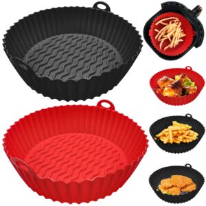 2 pack air fryer silicone liners - food grade reusable air fryer liners - easy to clean, non-stick, heat resistant - replacement of flammable parchment paper liners