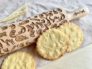 meow cats embossing rolling pin wooden handmade rolling pin with cats gift for cat lovers