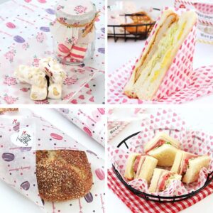 SHUILING 50pcs Wax Paper Cute Food Picnic Paper Baking Sheets Deli Waterproof Hamburger Sandwich Paper Liners Wrapping Tissue for Food Basket Liner (Floral Pattern)