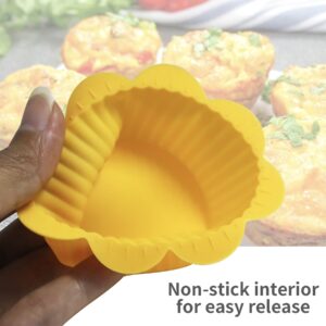 30Pack Silicone Baking Cups with Taps for Cupcake, Reusable Non-Stick Muffin Liners for Steel Muffin Pan