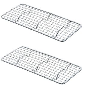 truecraftware set of 2 third size rectangular chrome-plated wire pan grate 5"x 10" -fits third size sheet cookie pans cooling rack for baking and cooking