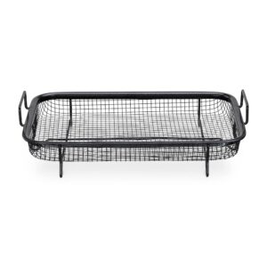 Navaris Air Fry Oven Tray - Grill Rack for Oil Free Frying - Roasting Chips Nuggets Meat Fish - Air Fryer Oven Basket for Vegetables - Non-Stick Frying Grill Basket - Black