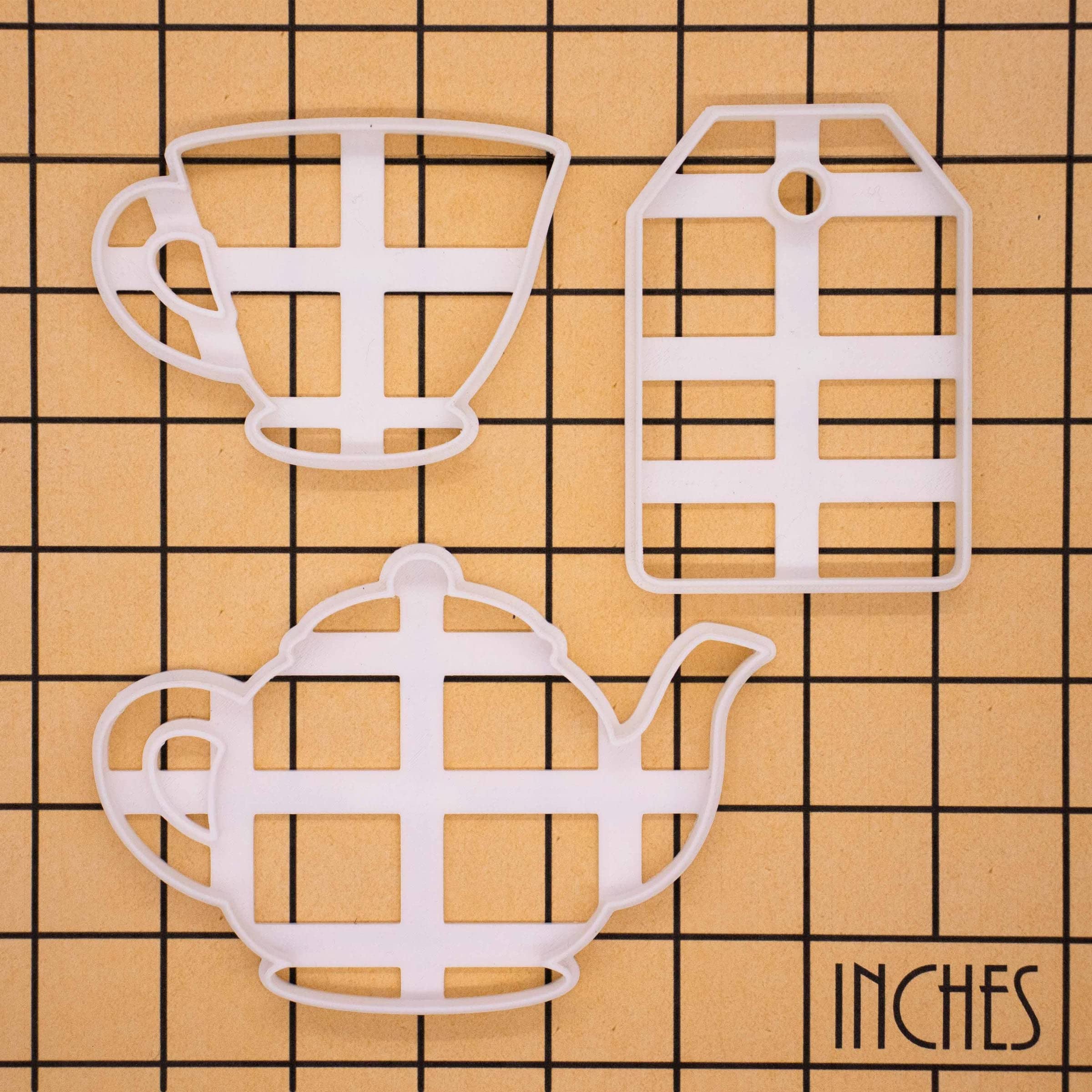 Set of 3 Tea Party cookie cutters (Designs: Teapot, Teacup and Tea Bag), 3 pieces, Ideal for DIY high tea party - Bakerlogy