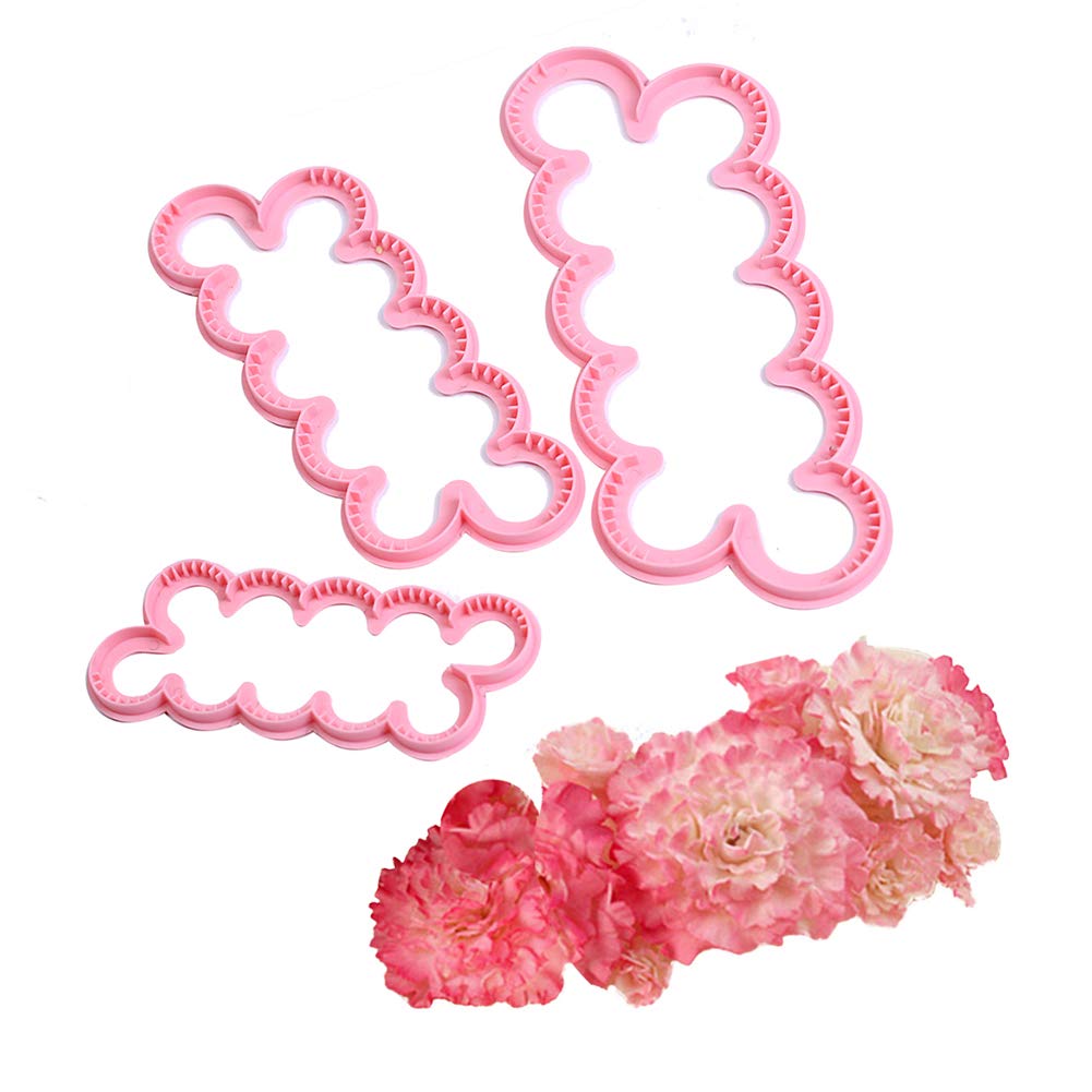 KALAIEN 3 pcs The Easiest Carnation Ever Cutter Flower Cake Cookie Sugarcraft Fondant Decorating Plunger Cutters Mold