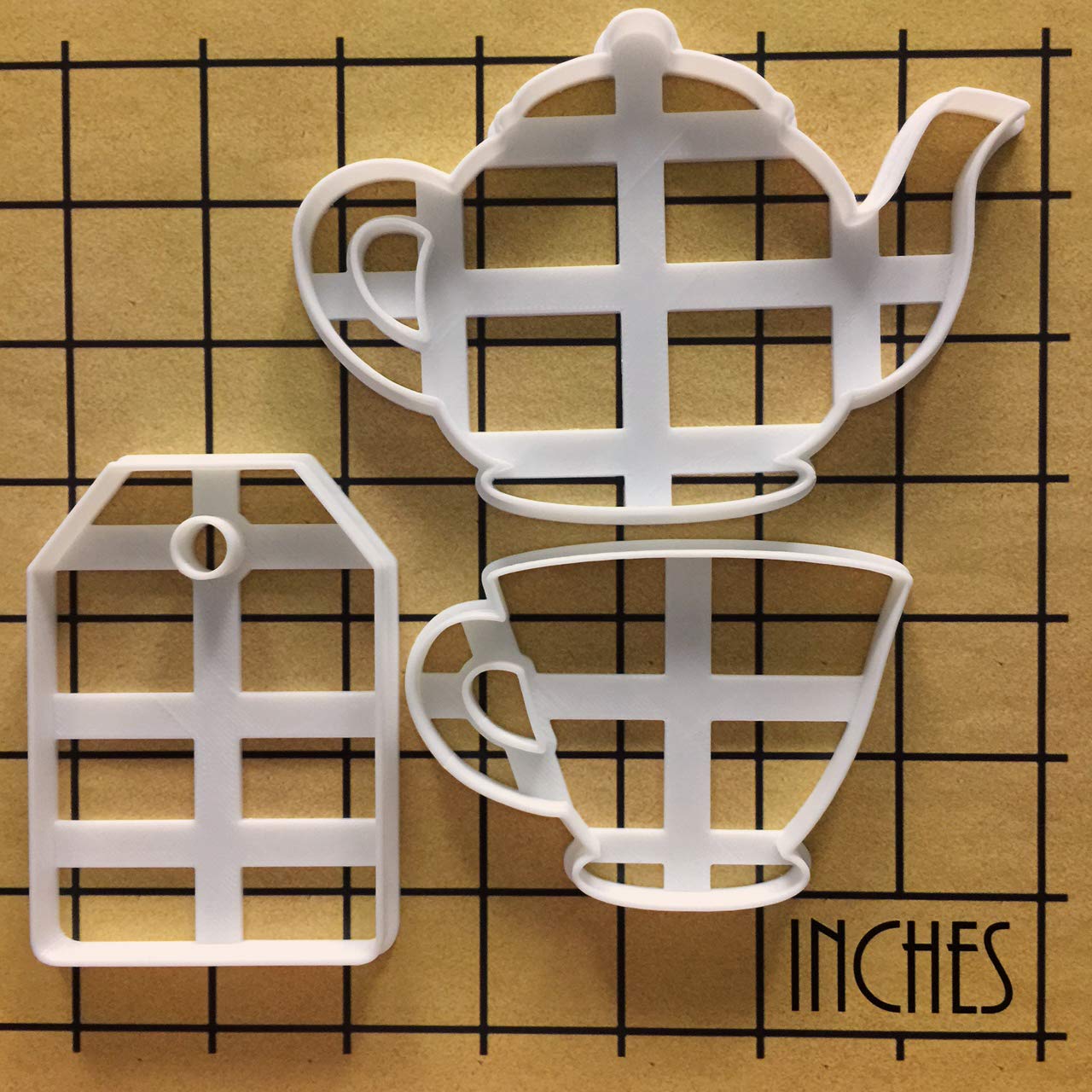 Set of 3 Tea Party cookie cutters (Designs: Teapot, Teacup and Tea Bag), 3 pieces, Ideal for DIY high tea party - Bakerlogy