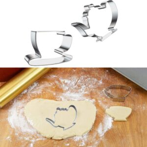 Tea Cookie Cutter Set, 5 Pieces Teapot Teacup Cookie Cutters Kit Stainless Steel Metal Cupcake and Princess Dress Molds Cutters for Tea Party Cake Decorations