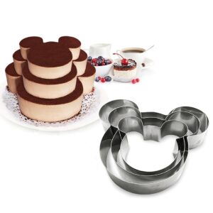 funwhale 3 tier mouse multilayer anniversary birthday cake baking pans,stainless steel 3 sizes rings mouse molding mousse cake rings(mouse-shapes,set of 3)