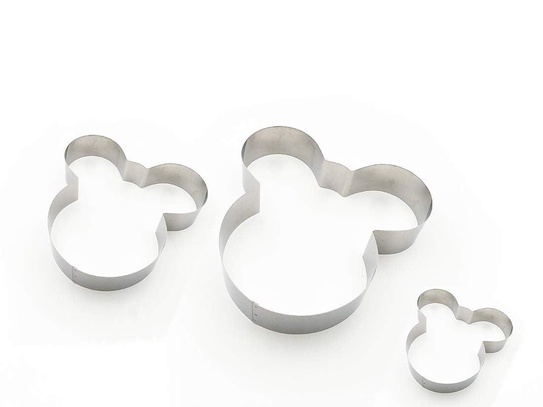 FunWhale 3 Tier Mouse Multilayer Anniversary Birthday Cake Baking Pans,Stainless Steel 3 Sizes Rings Mouse Molding Mousse Cake Rings(Mouse-shapes,Set of 3)