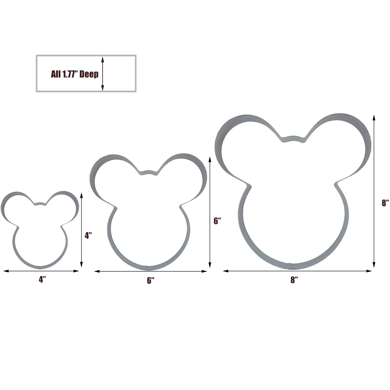 FunWhale 3 Tier Mouse Multilayer Anniversary Birthday Cake Baking Pans,Stainless Steel 3 Sizes Rings Mouse Molding Mousse Cake Rings(Mouse-shapes,Set of 3)