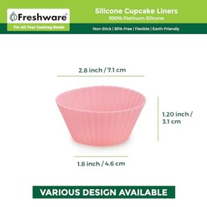 Freshware Silicone Baking Cups [24-Pack] Reusable Cupcake Liners Non-Stick Muffin Cups Cake Molds Cupcake Holder in 6 Rainbow Colors, Standard Round