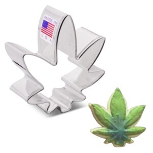 marijuana weed pot leaf cookie cutter, 2.64" made in usa by ann clark