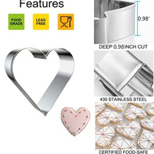 5 Pieces Heart Cookie Cutter Set Valentine’s Day Heart Shapes Stainless Steel Cutters Molds for Anniversary, Bridal, Engagement and Valentine,Wedding,Baking Gifts