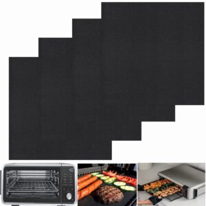 4 pack oven liners for bottom of oven, large reusable heavy duty oven liners protector mats for gas oven electric oven baking sheet toaster microwave grill, nonstick bpa and pfoa free, 12"x 12"