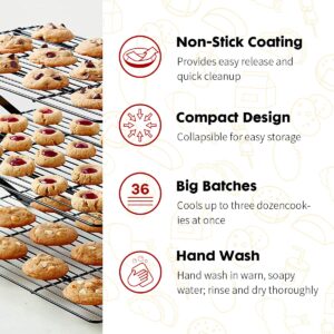 Shellkingdom Cooling Racks, Stainless Steel Non-Stick Baking Racks And Oven Safe Wire Cool Racks for Cookies, Cakes and Baking,3-Tier,Foldable