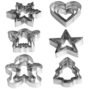 Christmas Cookie Cutter Set - Gingerbread Man, Snowflake, Christmas Tree, Heart, Star, Angel - 18 Piece Christmas Cookie Cutters, Cookie Cutters Christmas Shapes for Holiday Winter Baking