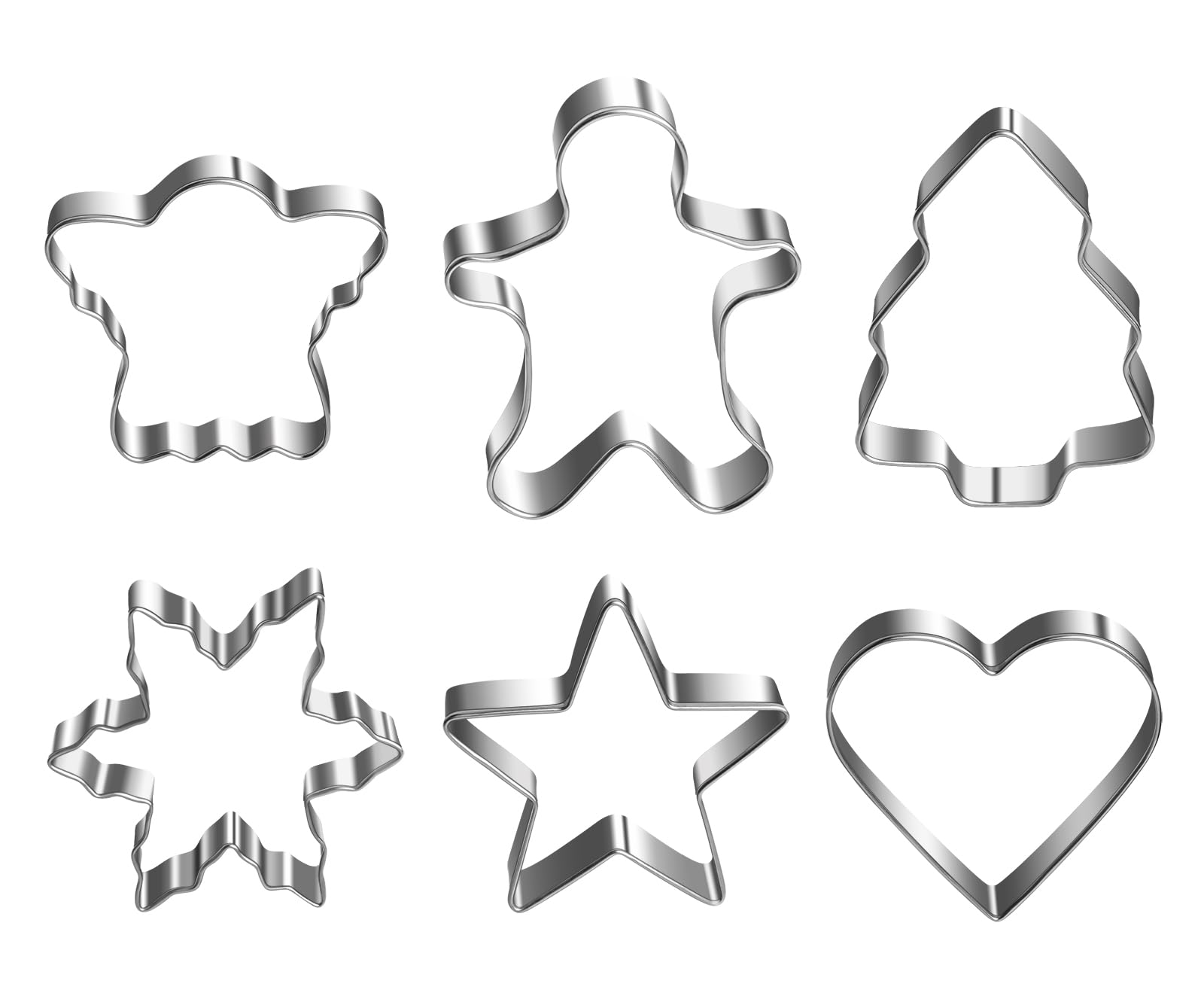 Christmas Cookie Cutter Set - Gingerbread Man, Snowflake, Christmas Tree, Heart, Star, Angel - 18 Piece Christmas Cookie Cutters, Cookie Cutters Christmas Shapes for Holiday Winter Baking