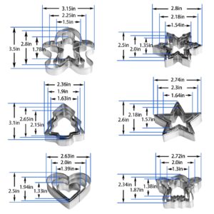 Christmas Cookie Cutter Set - Gingerbread Man, Snowflake, Christmas Tree, Heart, Star, Angel - 18 Piece Christmas Cookie Cutters, Cookie Cutters Christmas Shapes for Holiday Winter Baking