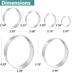 JOB JOL Cookie Cutters 6 PCS, Easter Egg Cookie Cutters, 2.5'' to 4.3''