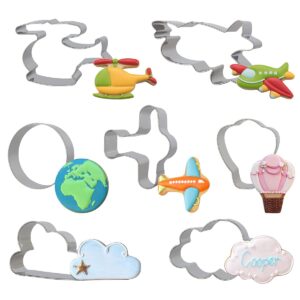 Plane Cookie Cutters Set - 7pcs Airplane Travel and Flying Stainless Steel Cutter Mold for Kitchen Baking Airplane, Cloud Shape Anniversary Birthday Wedding Party Supplies