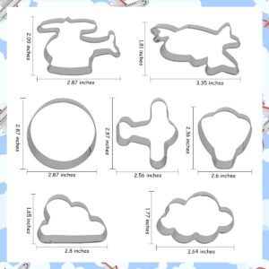 Plane Cookie Cutters Set - 7pcs Airplane Travel and Flying Stainless Steel Cutter Mold for Kitchen Baking Airplane, Cloud Shape Anniversary Birthday Wedding Party Supplies