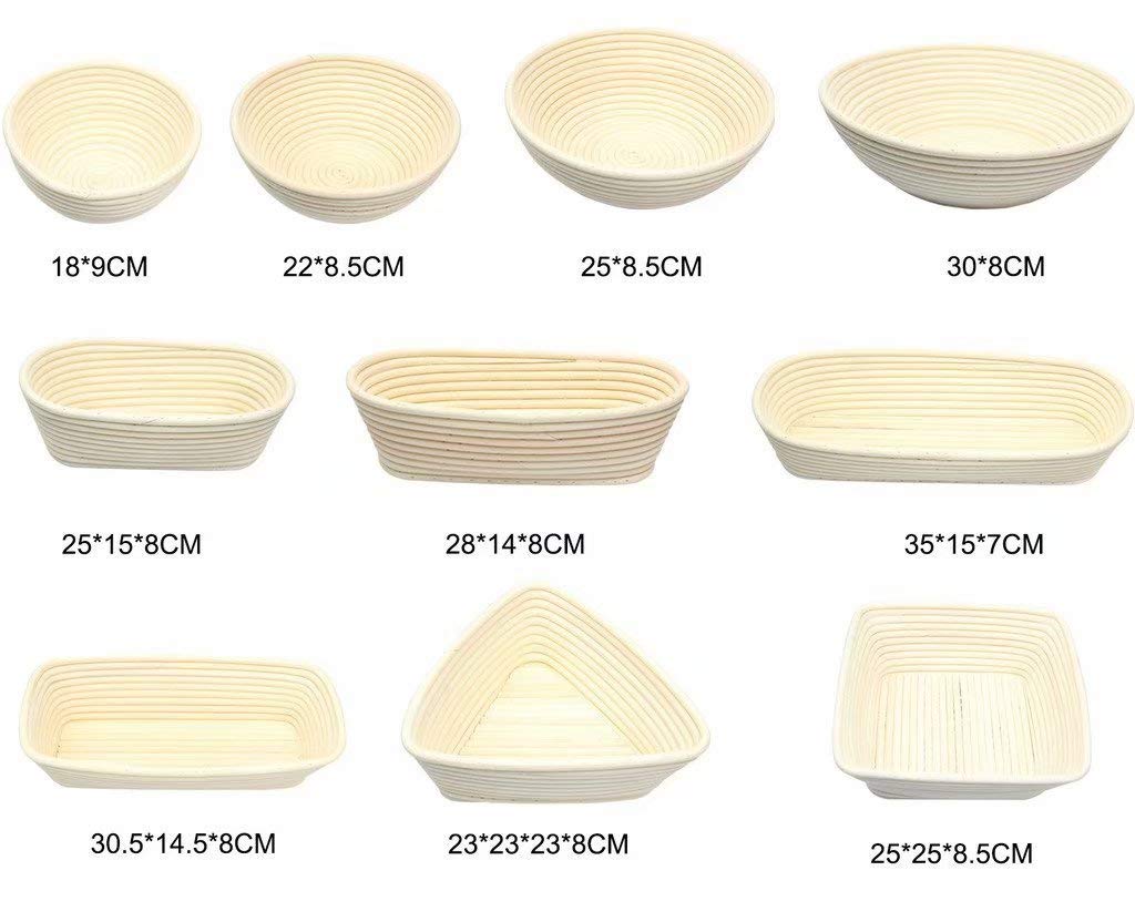 Natural Rattan Oval Proofing Bread Basket 10 Inch Rectangle Banneton Basket for Professional&Home Baker(2 pieces)