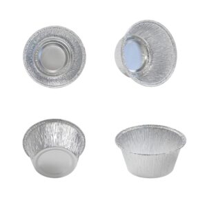 Aluminum Foil Ramekins, 150Pcs Foil Baking Cups 4oz Disposable Ramekins Aluminum Cupcake Muffin Liners Silver Foil Cupcake Cups for Muffin, Egg Tart, Creme Brulee, Souffle, Pudding and Appetizers