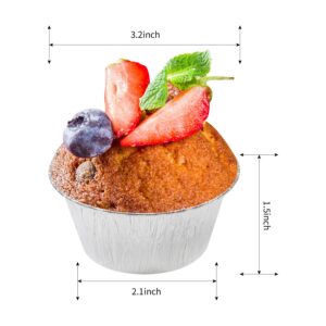 Aluminum Foil Ramekins, 150Pcs Foil Baking Cups 4oz Disposable Ramekins Aluminum Cupcake Muffin Liners Silver Foil Cupcake Cups for Muffin, Egg Tart, Creme Brulee, Souffle, Pudding and Appetizers