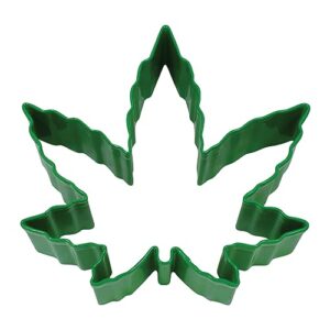 r&m marijuana leaf 4" green polyresin coated cookie cutter